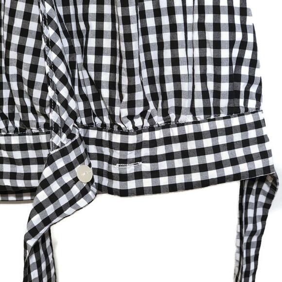 Madewell V Neck Short Sleeve Faux Wrap Front Tie Gingham Top Size XS - Picture 8 of 15